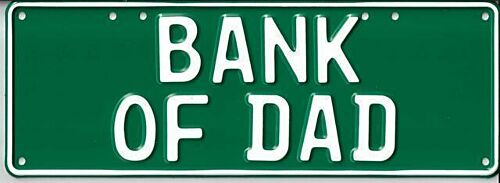 Bank of Dad White on Green 37cm x 13cm Novelty Number Plate 