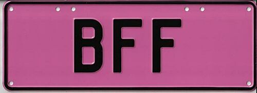 BFF Black On Pink  37cm x 13cm Novelty Number Plate 