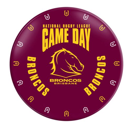 Brisbane Broncos NRL Team Logo Plastic Melamine Game Day 20cm Snack Plate 