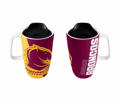 Brisbane Broncos NRL Team Logo 500mL Ceramic Travel Mug With Handle