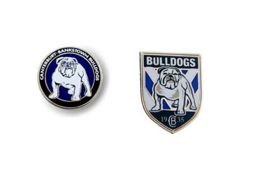 Set of 2 Canterbury Bulldogs NRL Team Heritage Logo Collectable Lapel Hat Tie Pin Badge + Team Logo Pin Badge