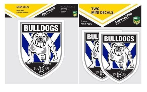 Set Of 2 Canterbury Bulldogs NRL Logo Mega Spot Sticker & Pack Of 2 Mini Decals Stickers itag