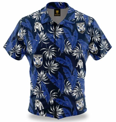 Canterbury Bulldogs NRL Team Logo 'Paradise' Short Sleeve Button Up Hawaiian Shirt