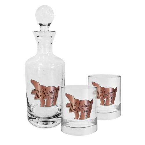 Bundaberg Bundy Rum Set of 2 Badged Spirit Glasses & Decanter Gift Box