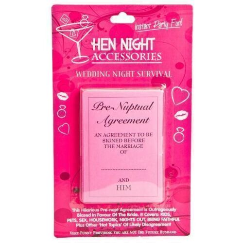 Pre Nuptual Agreement Hen Nights Accessories Wedding Night Survival Adult fun