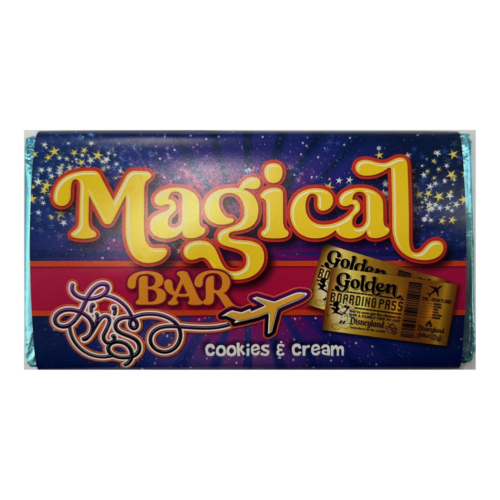 Cookies & Cream Magical Bar 50g White Chocolate Bar - FIND A GOLDEN BOARDING PASS FOR A CHANCE TO WIN A FAMILY TRIP TO ANY DISNEYLAND ANYWHERE IN THE WORLD (Wonka Bar Replacement)