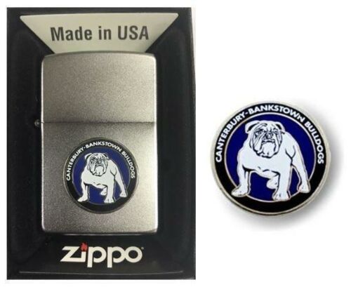 Set Of 2 Canterbury Bulldogs NRL Heritage Logo Refillable Zippo + Heritage Logo Pin