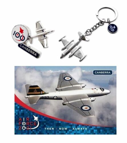 Air Force 100 2021 Centenary Set Of 3 Canberra Bomber Plane Pin + Keyring Key Ring + Fridge Magnet RAAF Royal Australian Air Force