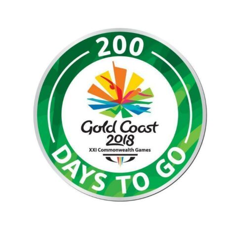 2018 Gold Coast Commonwealth Games "200 Days To Go" Green Round Metal Collectable Lapel Hat Tie Pin Badge