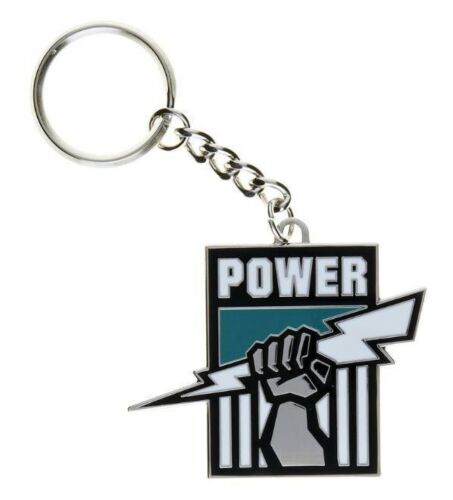 Port Adelaide Power AFL Team Logo Mascot Metal Keyring Key Ring 