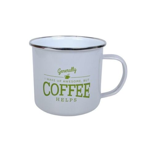 Coffee Helps Enamel Mug Cup Travel Camping Accessory 