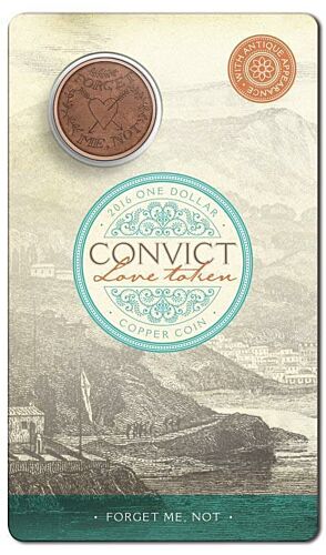 2016 $1 Convict Love Token - Forget Me Not - One Dollar Copper Coin