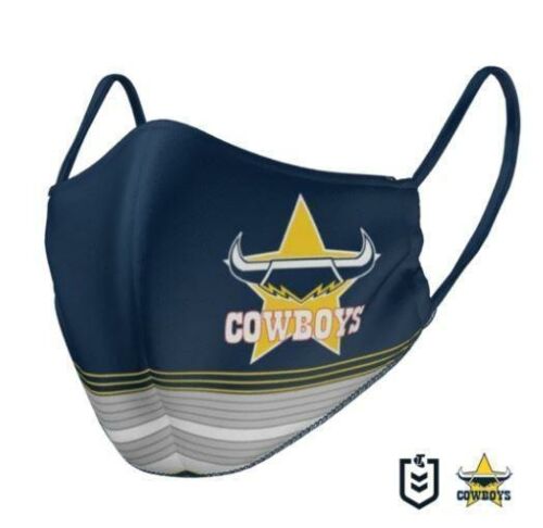 North Queensland Cowboys NRL Adults Size Triple Layer Reversible Face Mask With Nose Wire