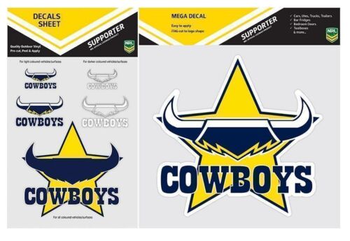 Set Of 2 North Queensland Cowboys NRL Logo Mega Spot Sticker & Pack Of 5 Decal Stickers Sheet iTag