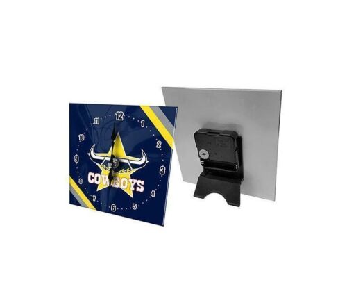 North Queensland Cowboys NRL Analogue Mini Glass Clock Time With Stand