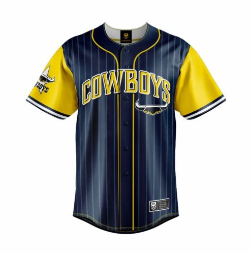 North Queensland Cowboys NRL Team Logo 'Slugger' Short Sleeve Button Up Baseball Shirt