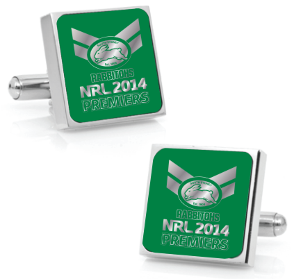 South Sydney Rabbitohs 2014 NRL Premiers Green Stainless Steel Cuff Links Cufflinks