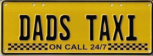 Dads Taxi Black on Yellow 37cm x 13cm Novelty Number Plate 