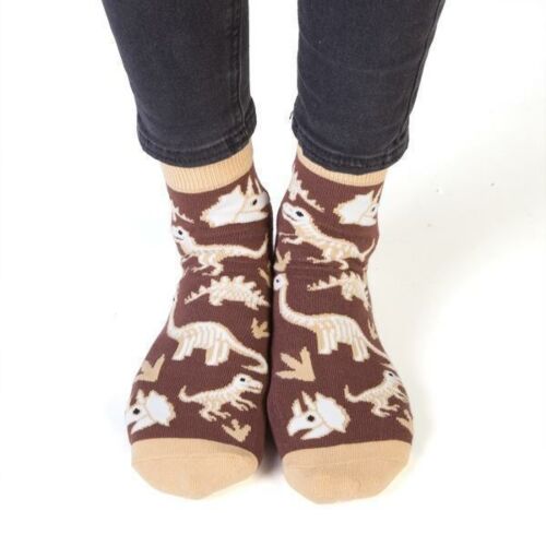 Feet Speak Dinosaur Bone Tired  Coloured Long Socks With Great Soles One Size Fits Most