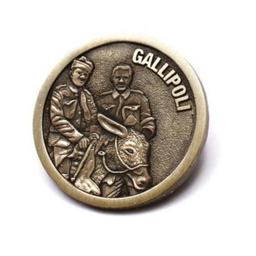 Gallipoli 20mm 3D Antique Brass Lapel Pin Badge