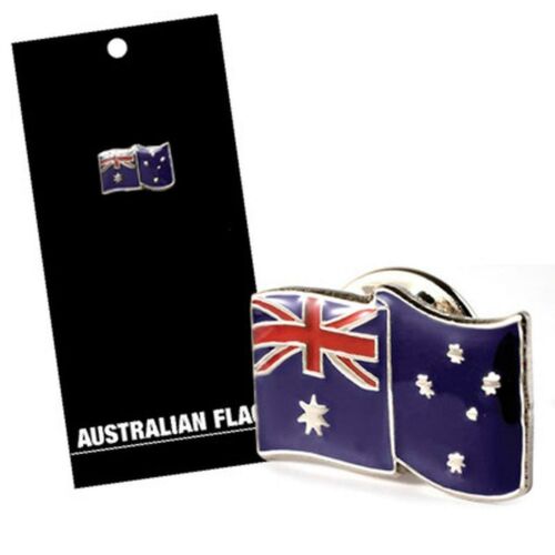 Australian Flag Australia 20mm Silver Plated & Enamel Filled Lapel Pin Badge On Card