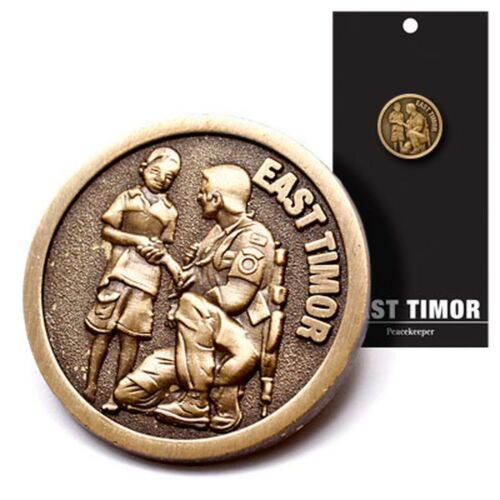 East Timor Peacekeeper 20mm 3D Antique Brass Lapel Pin Badge