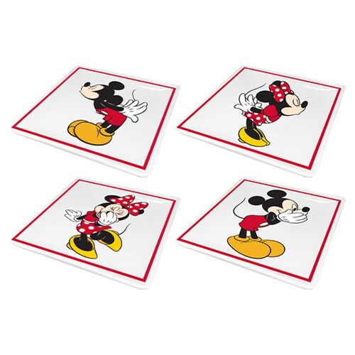 Disney Mickey and Minnie Mouse Design Set of 4 Ceramic Plates