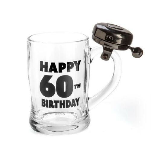 Happy 60th Birthday Bell Mug Glass Beer In Box Drinking Alcohol Birthday Present Gift Idea