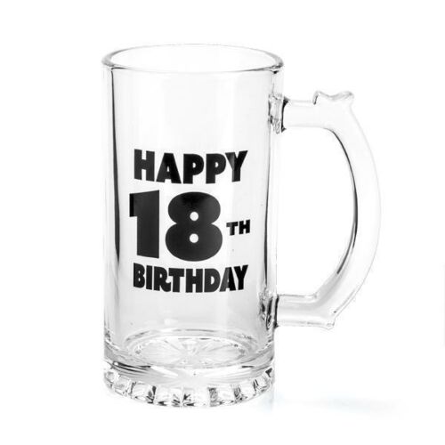 Happy 18th Birthday Glass Beer Stein In Box Drinking Alcohol Birthday Present Gift Idea
