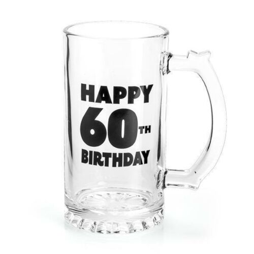 Happy 60th Birthday Glass Beer Stein In Box Drinking Alcohol Birthday Present Gift Idea