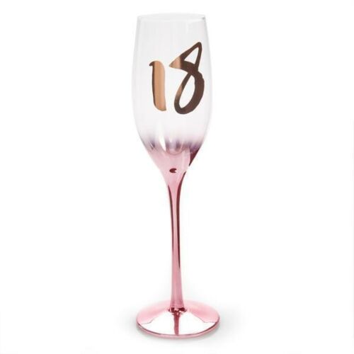 18th Birthday Pink Blush Champagne Glass Flute In Gift Box Eighteenth