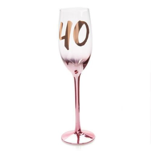 40th Birthday Pink Blush Champagne Glass Flute In Gift Box Fortieth