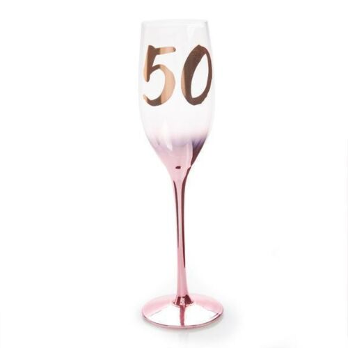 50th Birthday Pink Blush Champagne Glass Flute In Gift Box Fitieth
