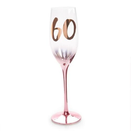 60th Birthday Pink Blush Champagne Glass Flute In Gift Box Sixtieth
