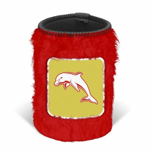 Dolphins NRL Team Logo Fluffy Furry Can Cooler Drink Stubby Holder
