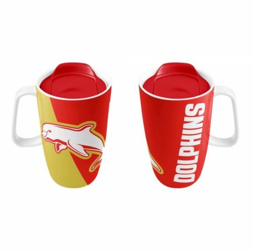 Dolphins NRL Team Logo 500mL Ceramic Travel Mug With Handle