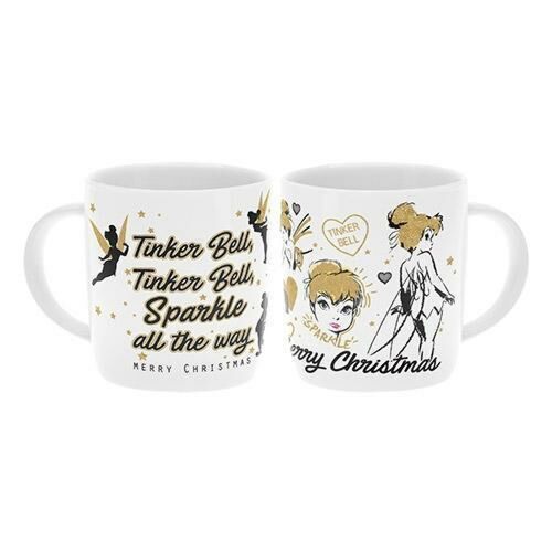 Disney Tinkerbell Sparkle Merry Christmas Barrel Mug 400ml Coffee Tea Cup 