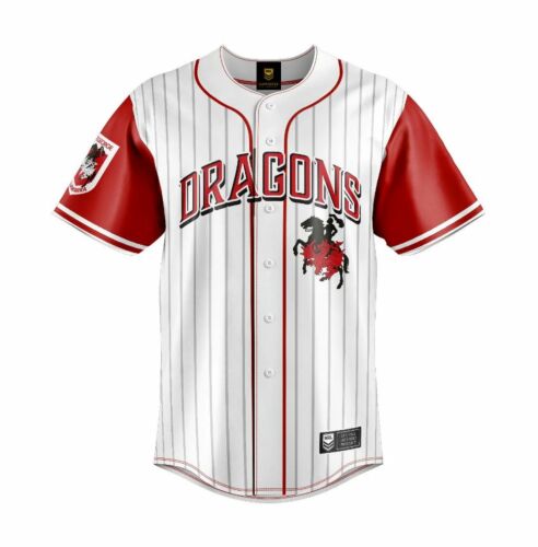 St George Dragons NRL Team Logo 'Slugger' Short Sleeve Button Up Baseball Shirt