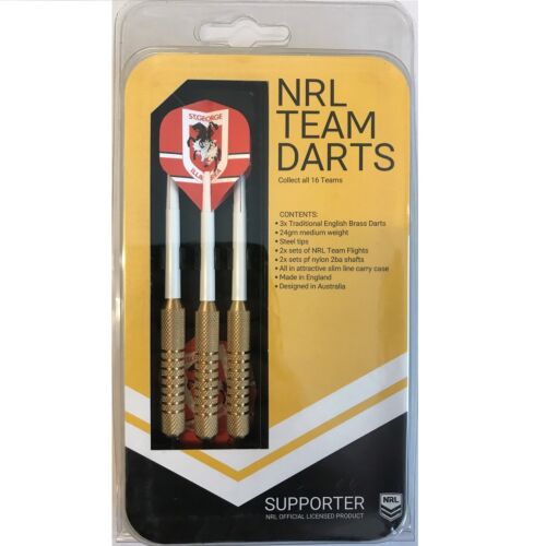 St George Dragons Set 3 NRL 23g Steel Tip Darts With 6 Flights Made In England