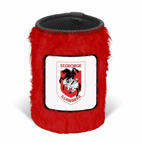 St George Dragons NRL Team Logo Fluffy Furry Can Cooler Drink Stubby Holder