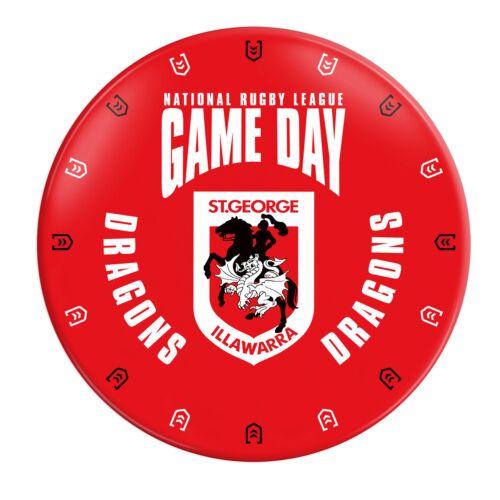 St George Dragons NRL Team Logo Plastic Melamine Game Day 20cm Snack Plate 
