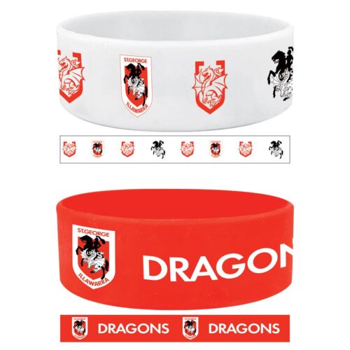 St George Dragons NRL Team Logo Pack Of 2 Silicone Supporter Wrist Bands 