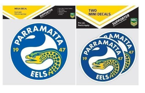 Set Of 2 Parramatta Eels NRL Logo Mega Spot Sticker & Pack Of 2 Mini Decals Stickers itag