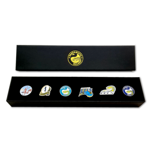 Parramatta Eels NRL Team Set Of 6 Pin Collection Set In Presentation Box