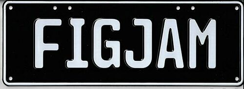 FIGJAM White on Black 37cm x 13cm Novelty Number Plate 