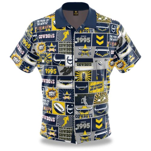 North Queensland Cowboys NRL Team Adult Fanatics Pop Art Button Up Shirt 