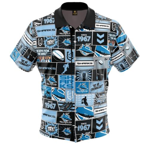 Cronulla Sharks NRL Team Adult Fanatics Pop Art Button Up Shirt 