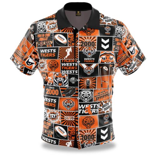 Wests Tigers NRL Team Adult Fanatics Pop Art Button Up Shirt 