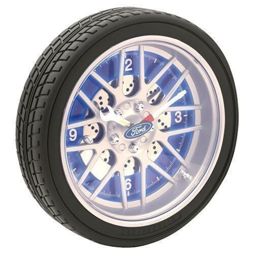 Ford Analogue LED Tyre Clock 25.5cm Diameter With Rotating Logo
