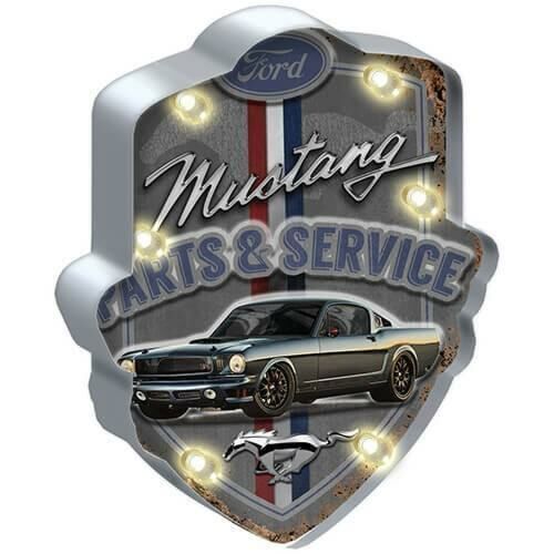 Ford Mustang Parts & Service Logo Light Up Tin Sign Man Cave Pool Room